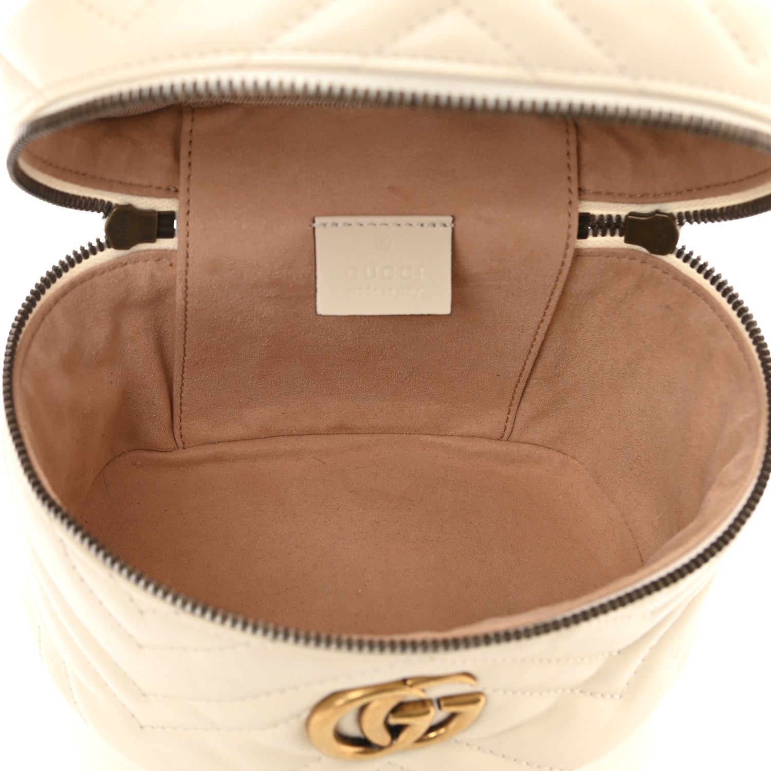 Gucci Calfskin Matelasse Mini GG Marmont Round Backpack White 5 of 8