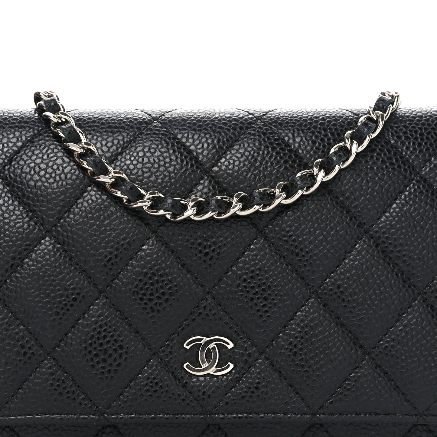 Caviar Quilted Wallet on Chain WOC Black