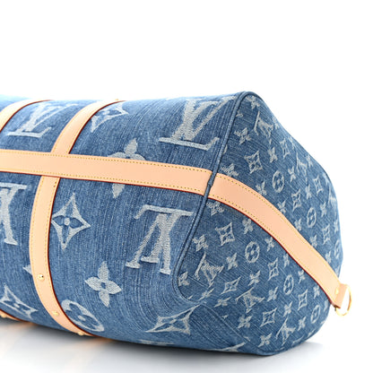 Louis Vuitton Denim Monogram New LV Remix Keepall Bandouliere 45 Blue 8 of 9