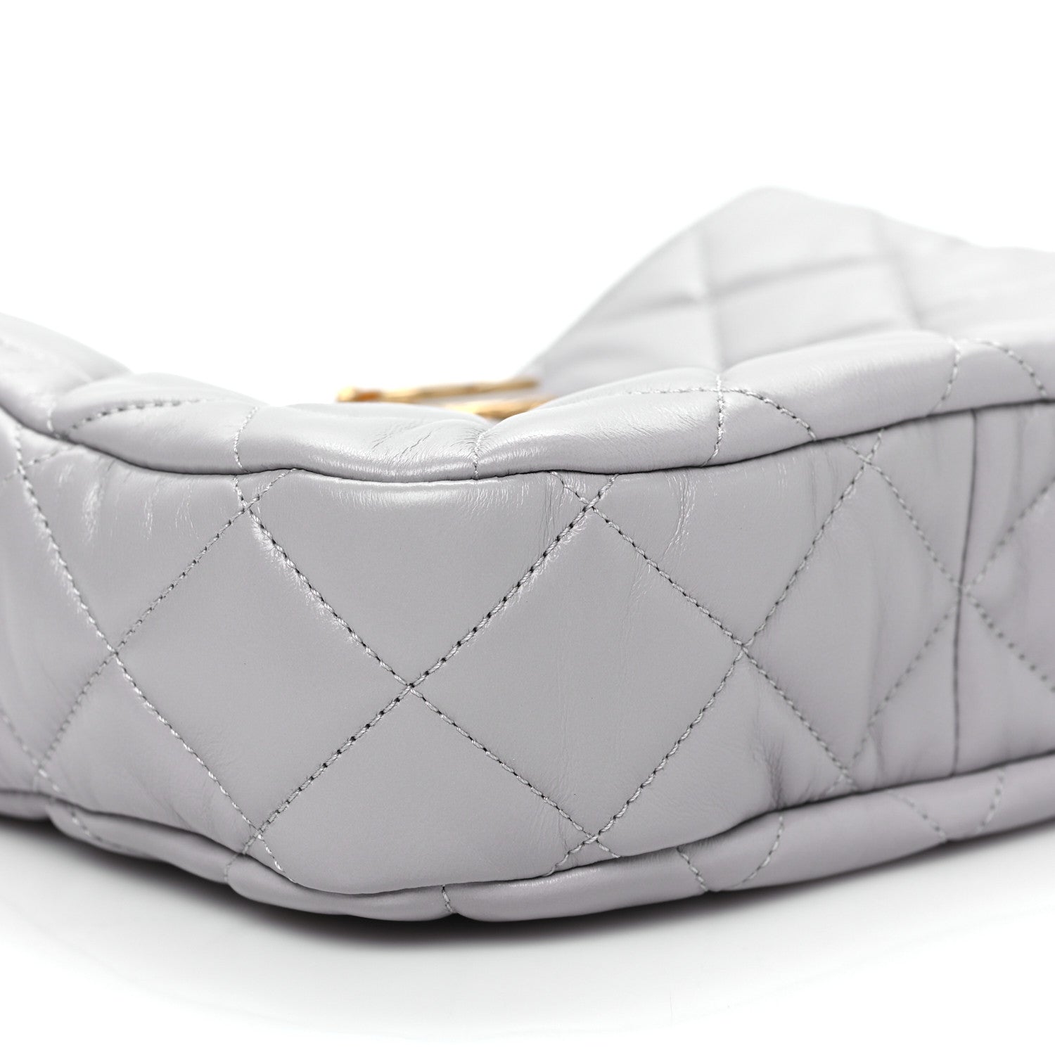 Chanel Lambskin Quilted Large Chain Hobo Light Grey 7 of 8