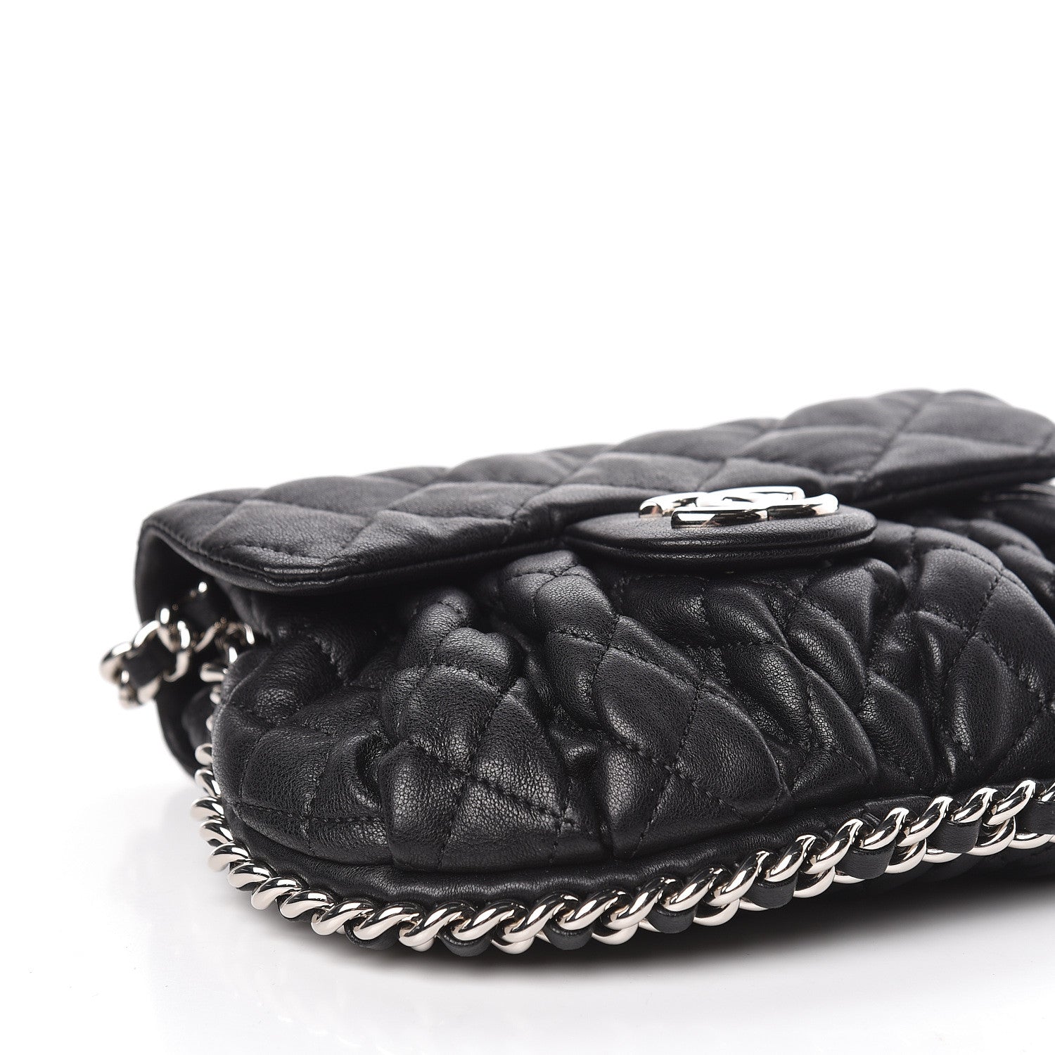 Chanel Washed Lambskin Quilted Mini Chain Around Messenger Black 8 of 11