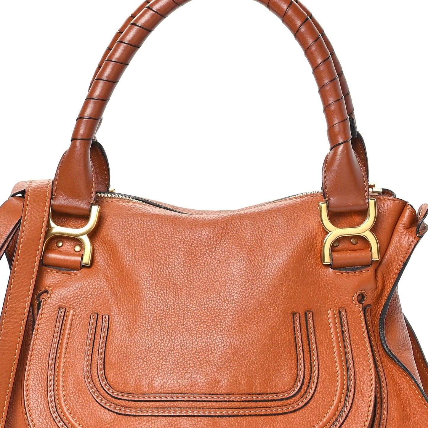 Calfskin Braided Medium Marcie Double Carry Tan
