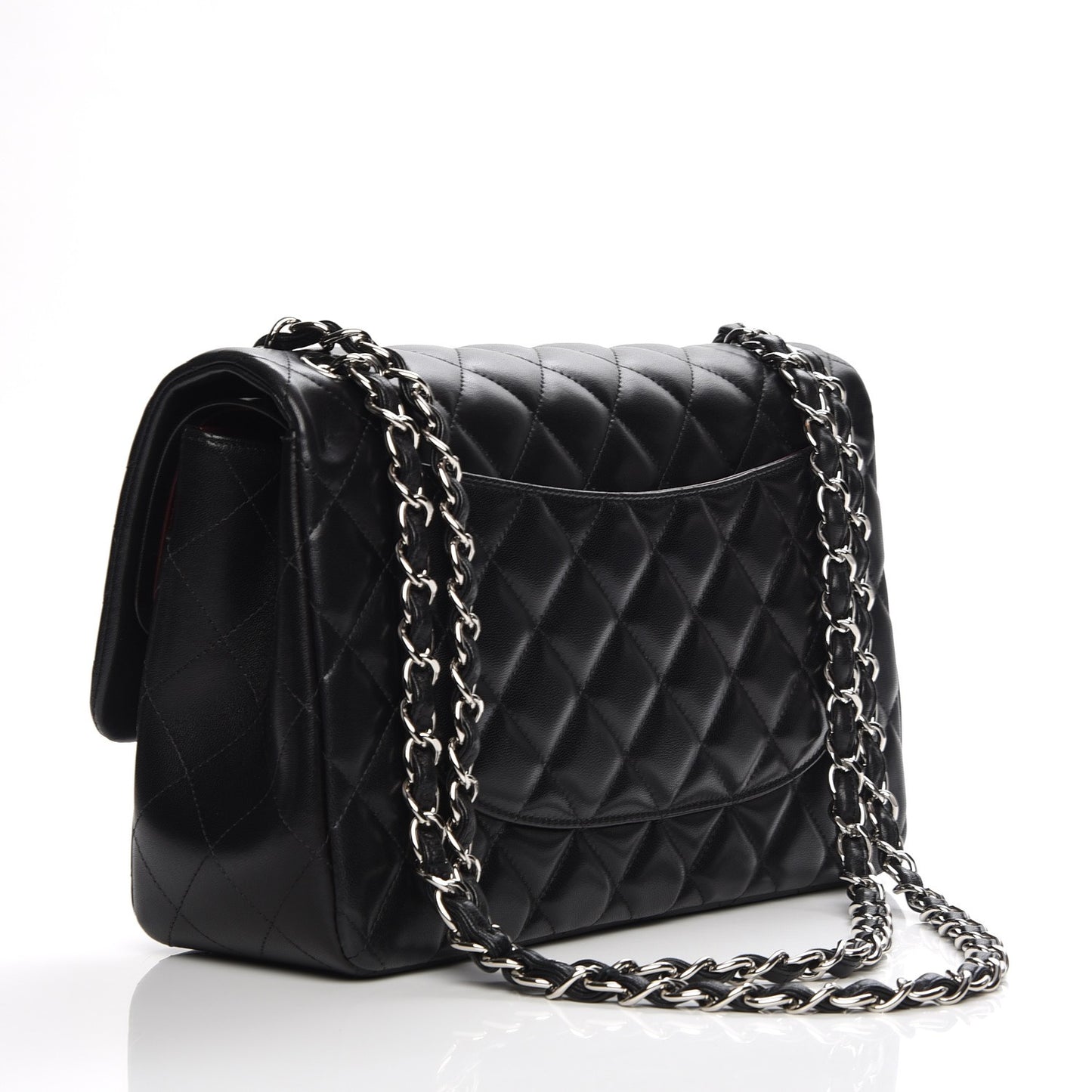 Lambskin Quilted Jumbo Double Flap Black
