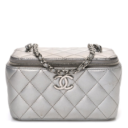 Chanel Metallic Lambskin Quilted Small CC Dynasty Vanity Case With Chain Silver 1 of 16