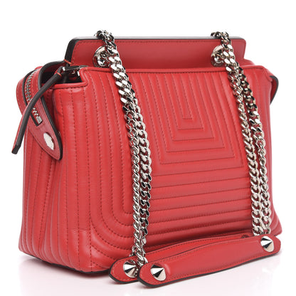 Fendi Shiny Nappa Trapuntata Small DotCom Click Chain Satchel Rojo 3 of 11