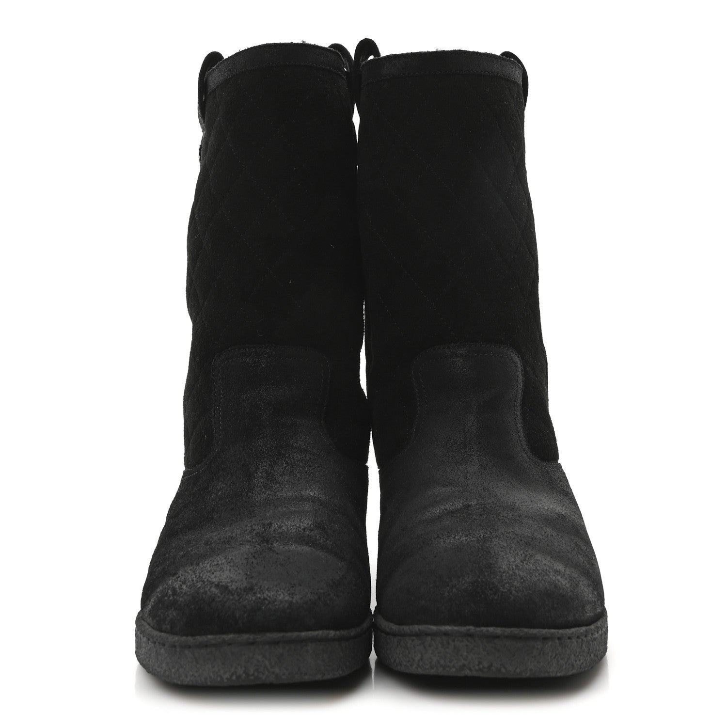 Chanel Suede Quilted High Boots 40 Black 3 of 8
