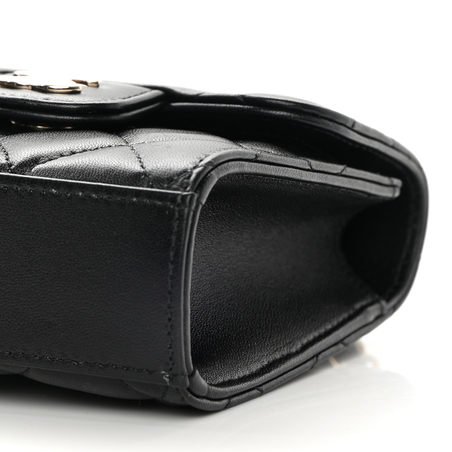 Chanel Lambskin Quilted Top Handle Flap Clutch With Chain Black 10 of 12