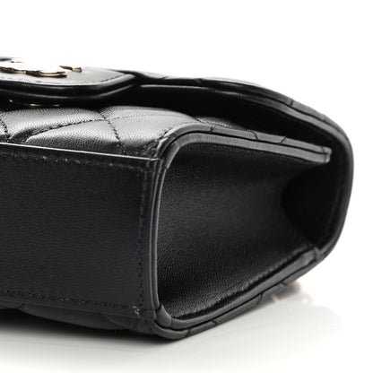 Chanel Lambskin Quilted Top Handle Flap Clutch With Chain Black 10 of 12