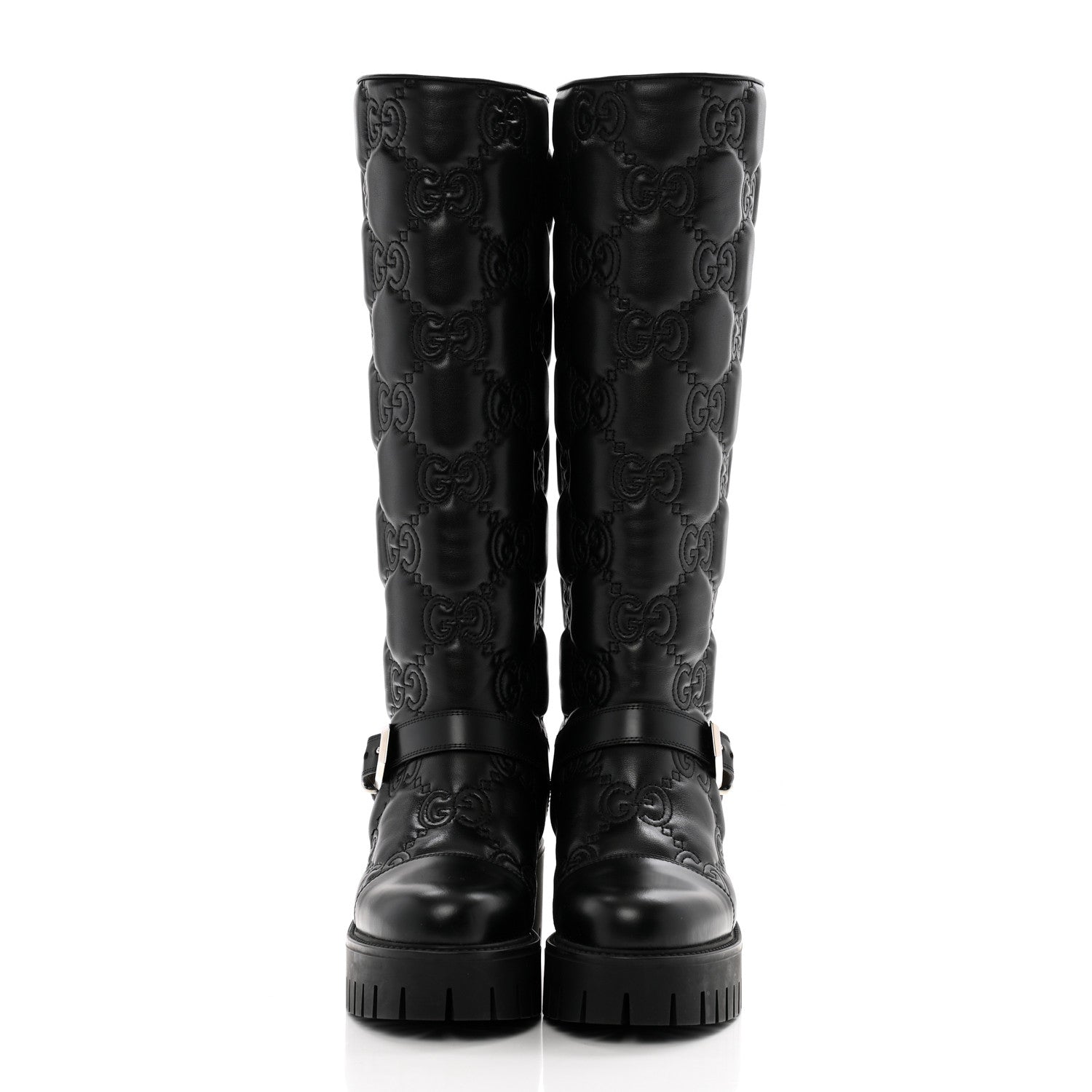 Gucci Cordovan Lux Nappa GG Matelasse 60mm Knee High Boots 36.5 Black 2 of 10