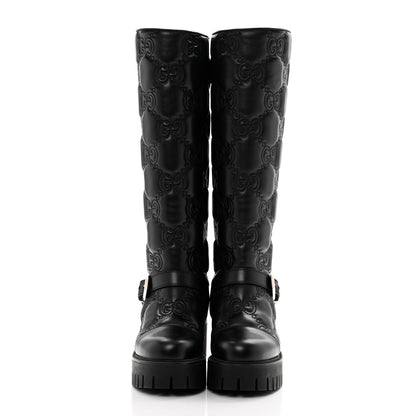 Gucci Cordovan Lux Nappa GG Matelasse 60mm Knee High Boots 36.5 Black 2 of 10