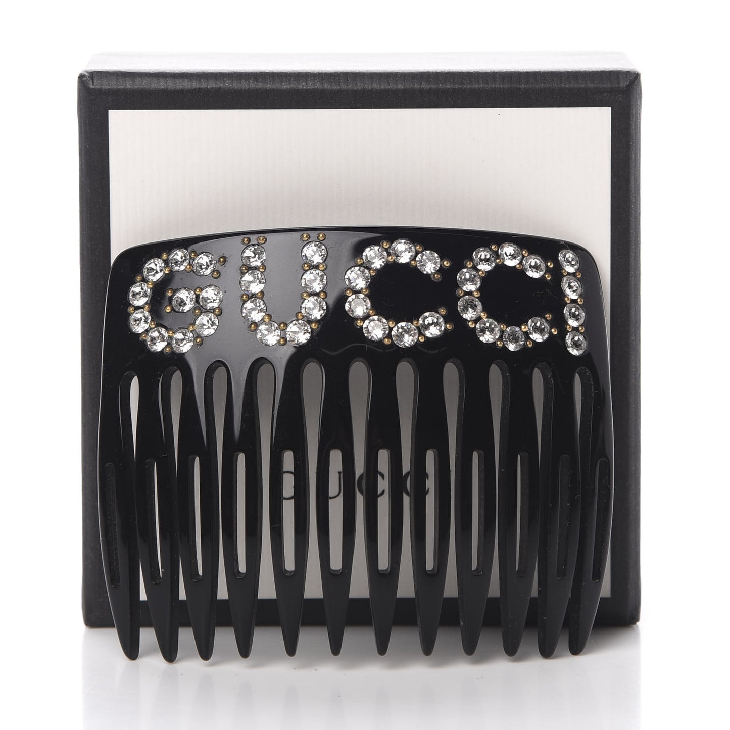 Resin Crystal Hair Comb Black