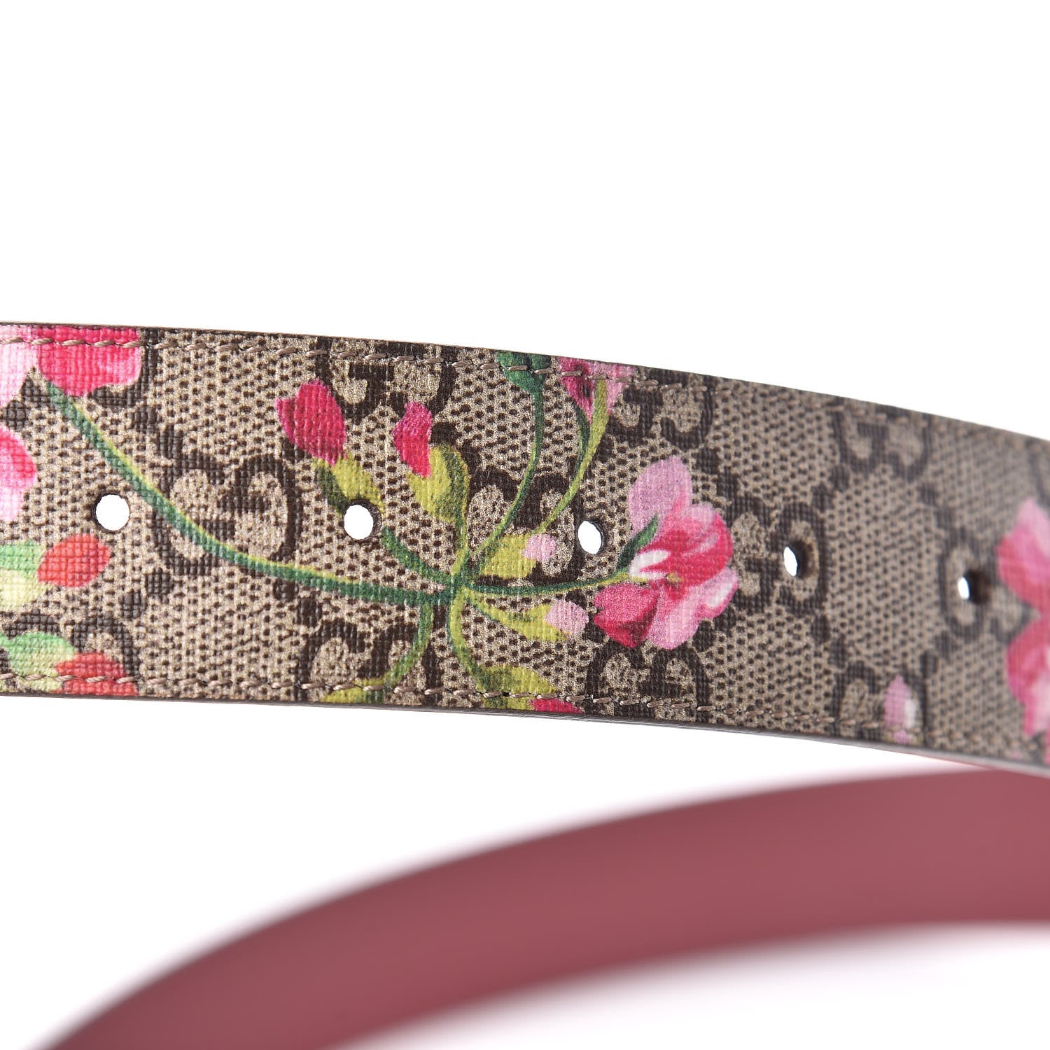 Gucci GG Supreme Monogram Blooms Moon Calfskin Interlocking G 37mm Belt 90 36 Beige Ebony Multicolor Dry Rose 5 of 6