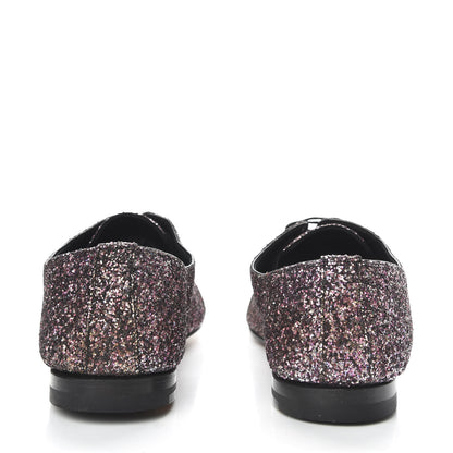 Saint Laurent Calfskin Glitter Oxfords 39 Pink 5 of 10