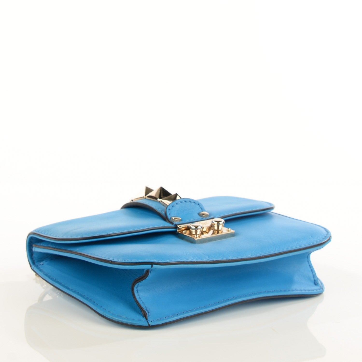 Valentino Garavani Vitello Small Glam Lock Rockstud Flap Blue Fluo 4 of 7