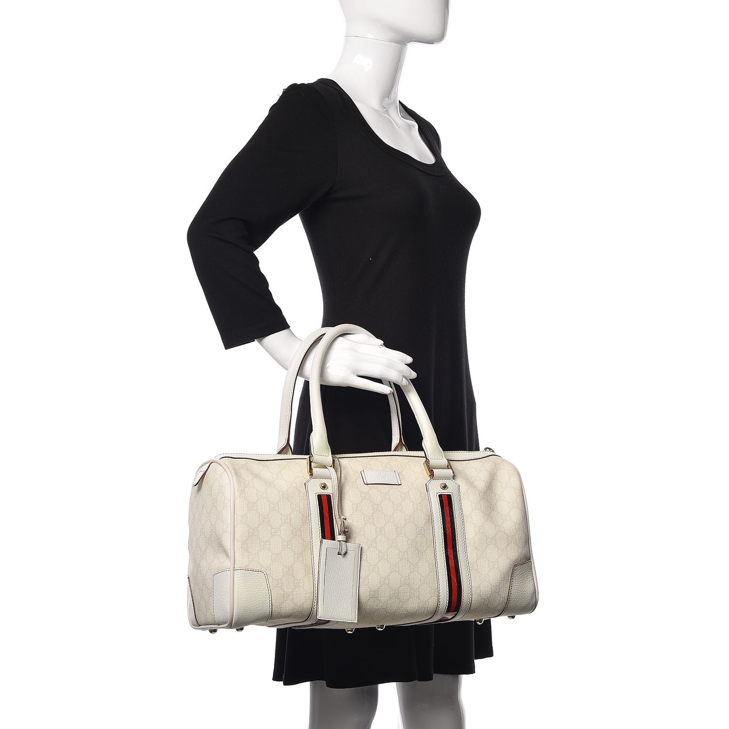 GG Plus Monogram Web Large Carry On Duffle Bag White