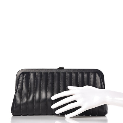 Chanel Lambskin Vertical Quilted Mademoiselle Clutch Black 2 of 14