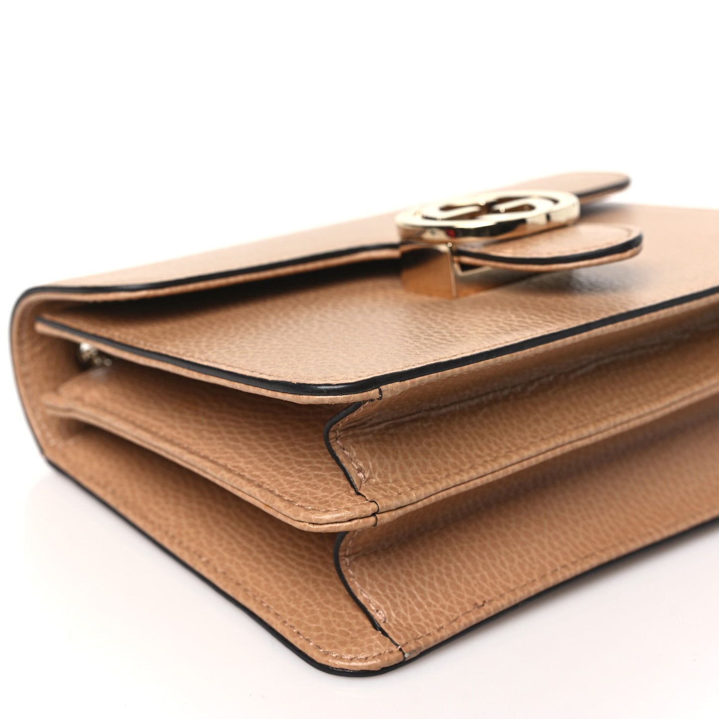 Dollar Calfskin Small Interlocking G Shoulder Bag Camelia