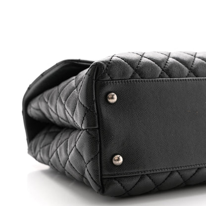 Chanel Caviar Lizard Quilted Medium Coco Handle Flap Black 9 of 14