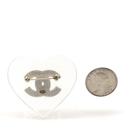 Chanel Resin CC Heart Brooch Light Gold 2 of 3