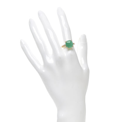 David Yurman 18K Yellow Gold Diamond Chrysoprase 11mm Chatelaine Ring 54 7 2 of 5