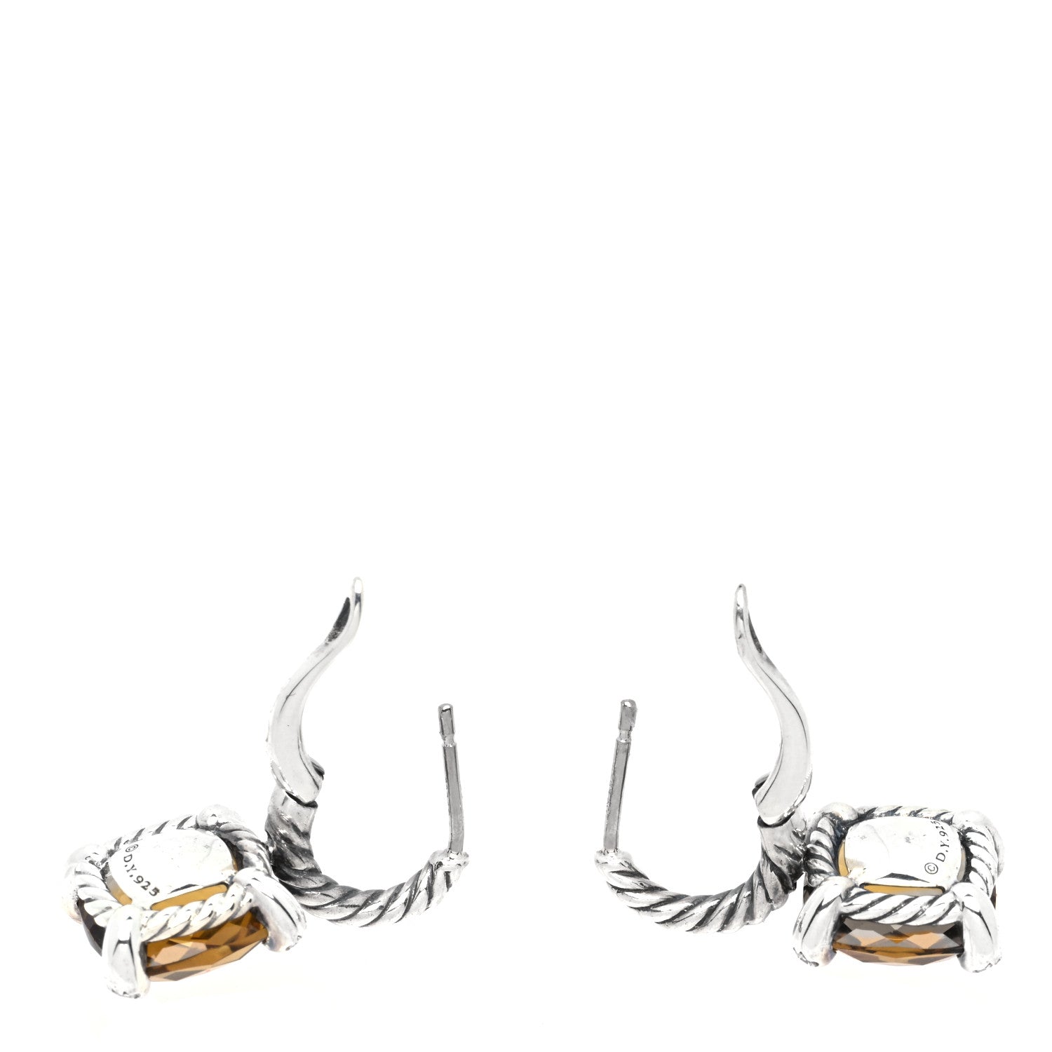 David Yurman Sterling Silver Diamond Citrine Chatelaine Drop Earrings 4 of 5