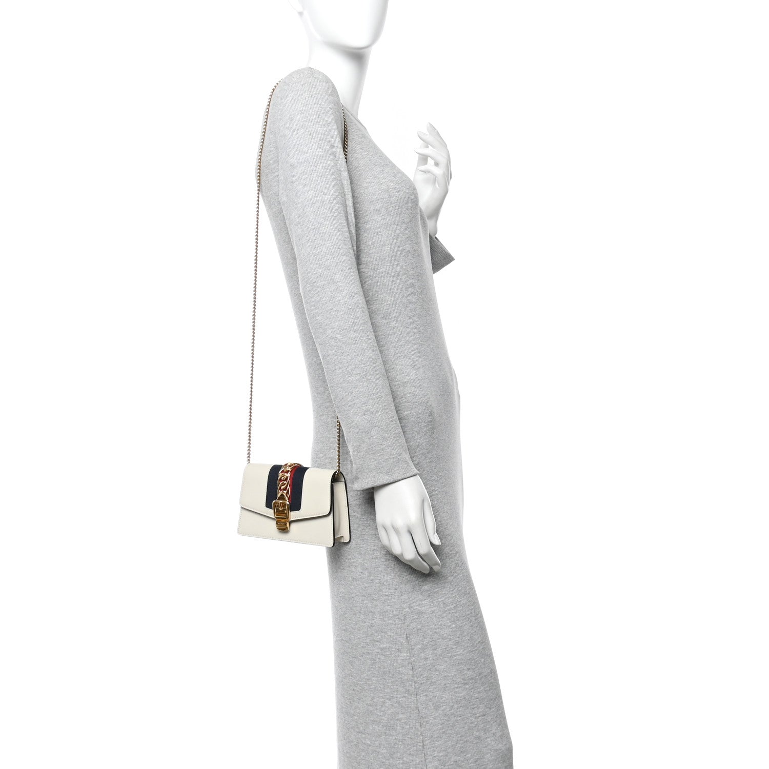 Gucci Calfskin Super Mini Sylvie Chain Shoulder Bag White 2 of 14