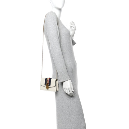 Gucci Calfskin Super Mini Sylvie Chain Shoulder Bag White 2 of 14