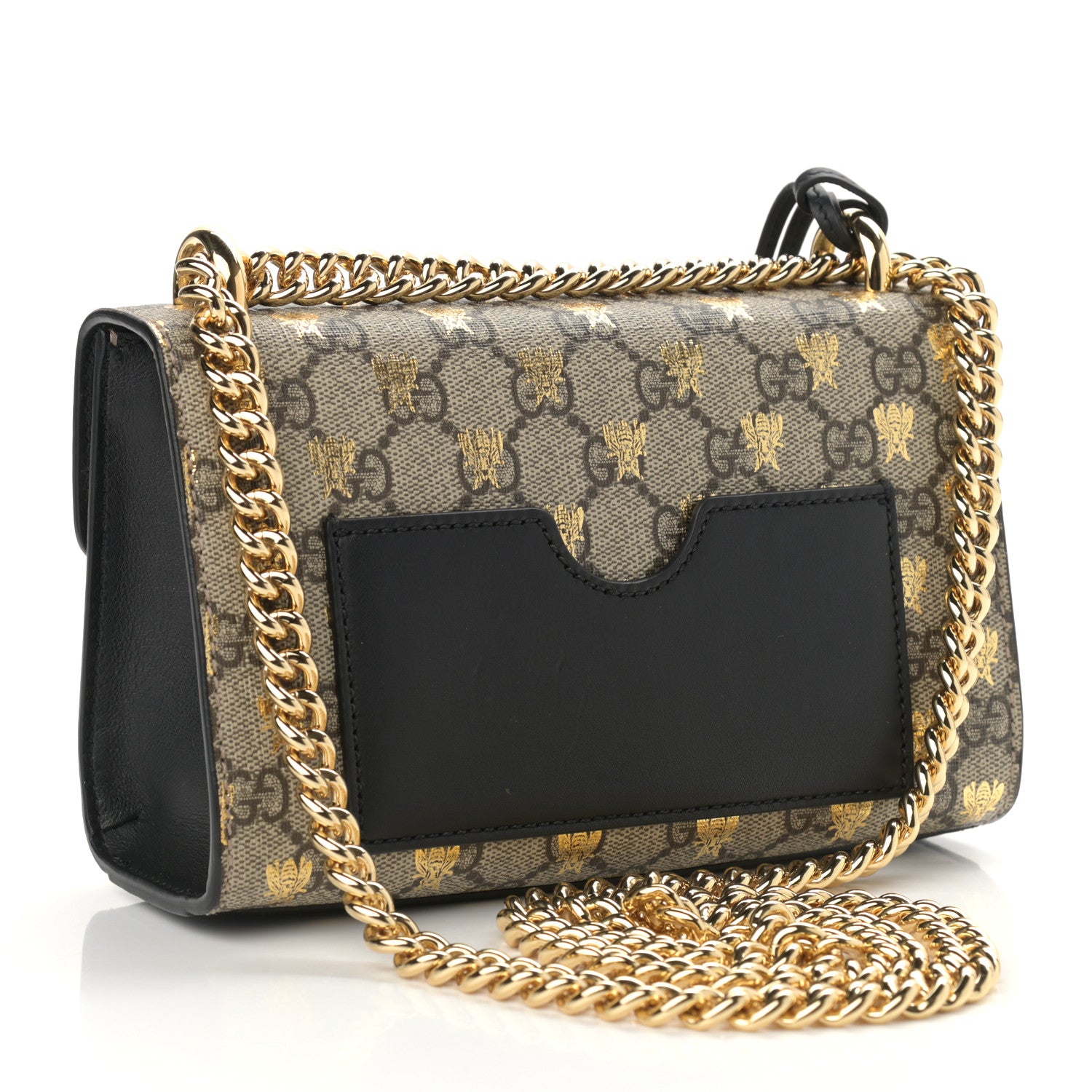 Gucci GG Supreme Monogram Bees Small Padlock Shoulder Bag Black 3 of 10