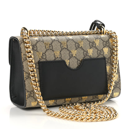 Gucci GG Supreme Monogram Bees Small Padlock Shoulder Bag Black 3 of 10