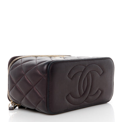 Chanel Iridescent Lambskin Quilted Small Top Handle Vanity Case With Chain Burgundy 4 of 16
