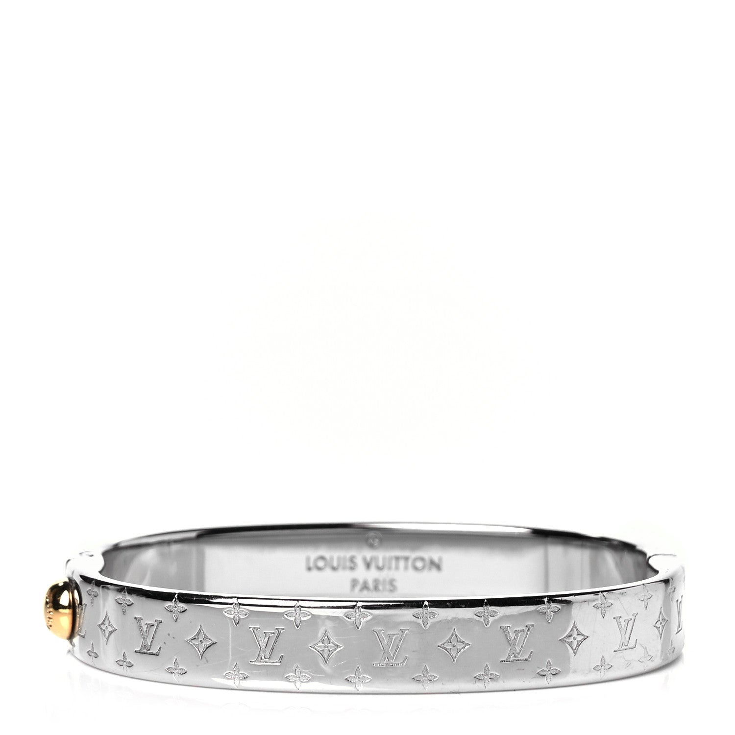 Louis Vuitton Brass Palladium Plated Nanogram Cuff M Silver 1 of 6