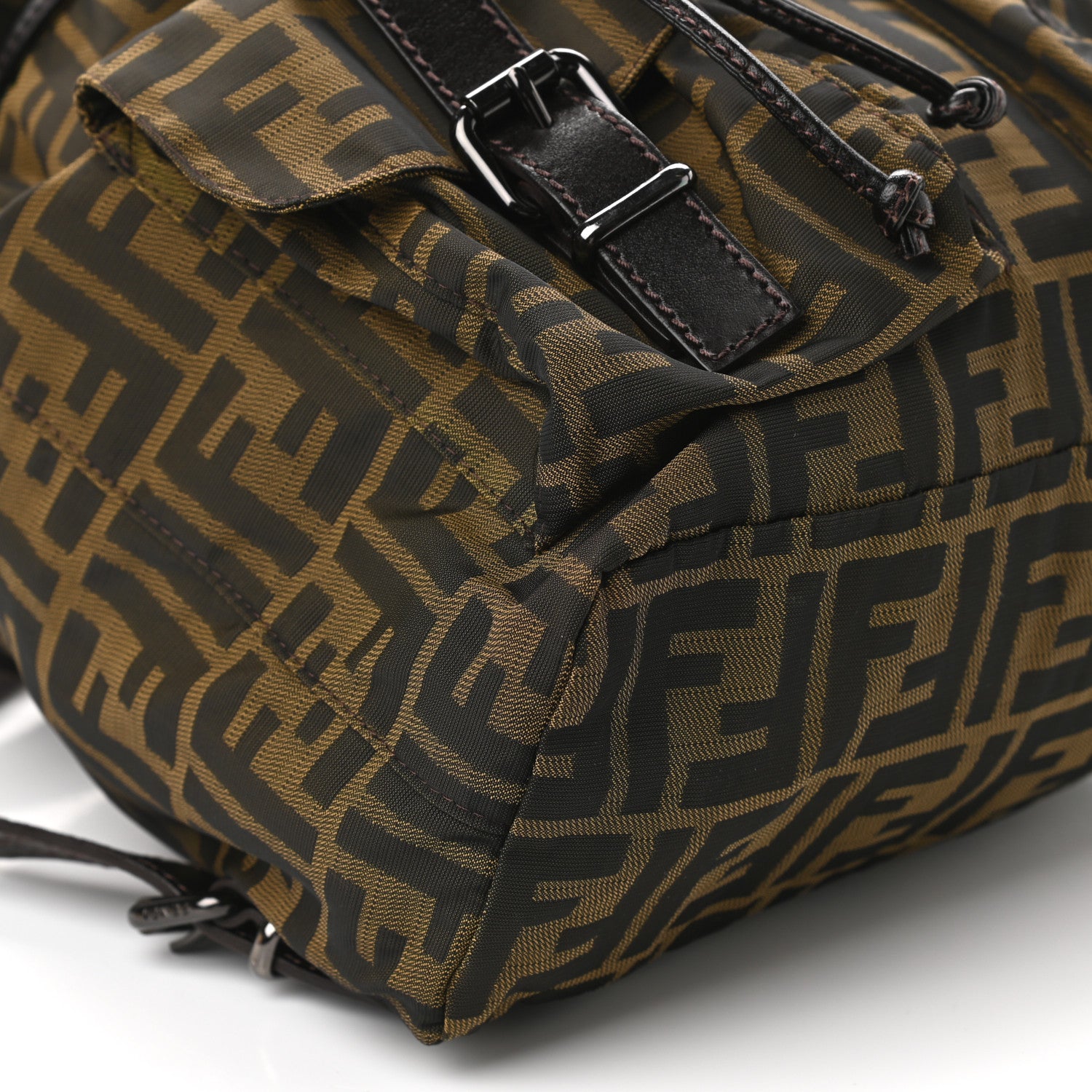 Fendi Zucca Drawstring Flap Backpack Tobacco 8 of 9