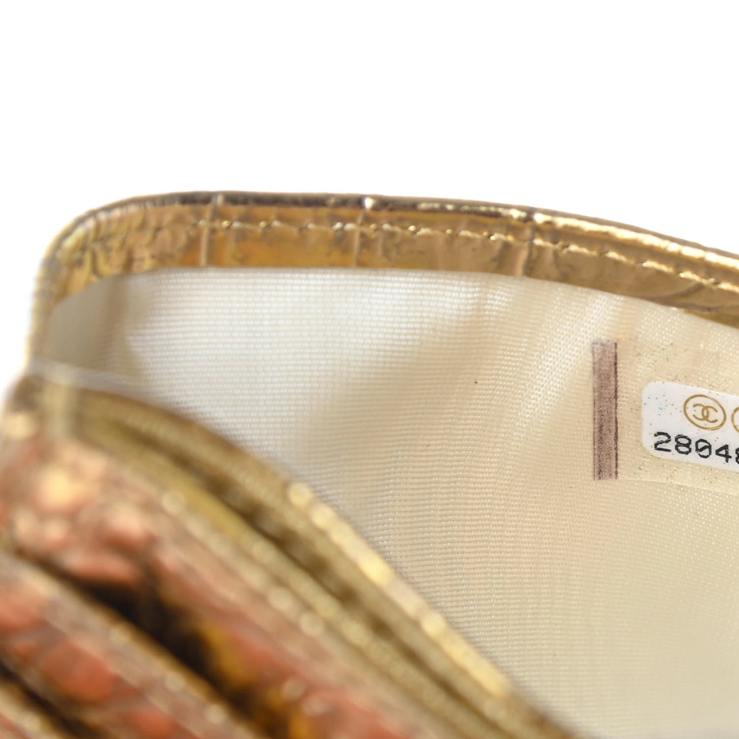 Chanel Metallic Calfskin Crocodile Embossed Cocodile Card Holder Gold 7 of 8