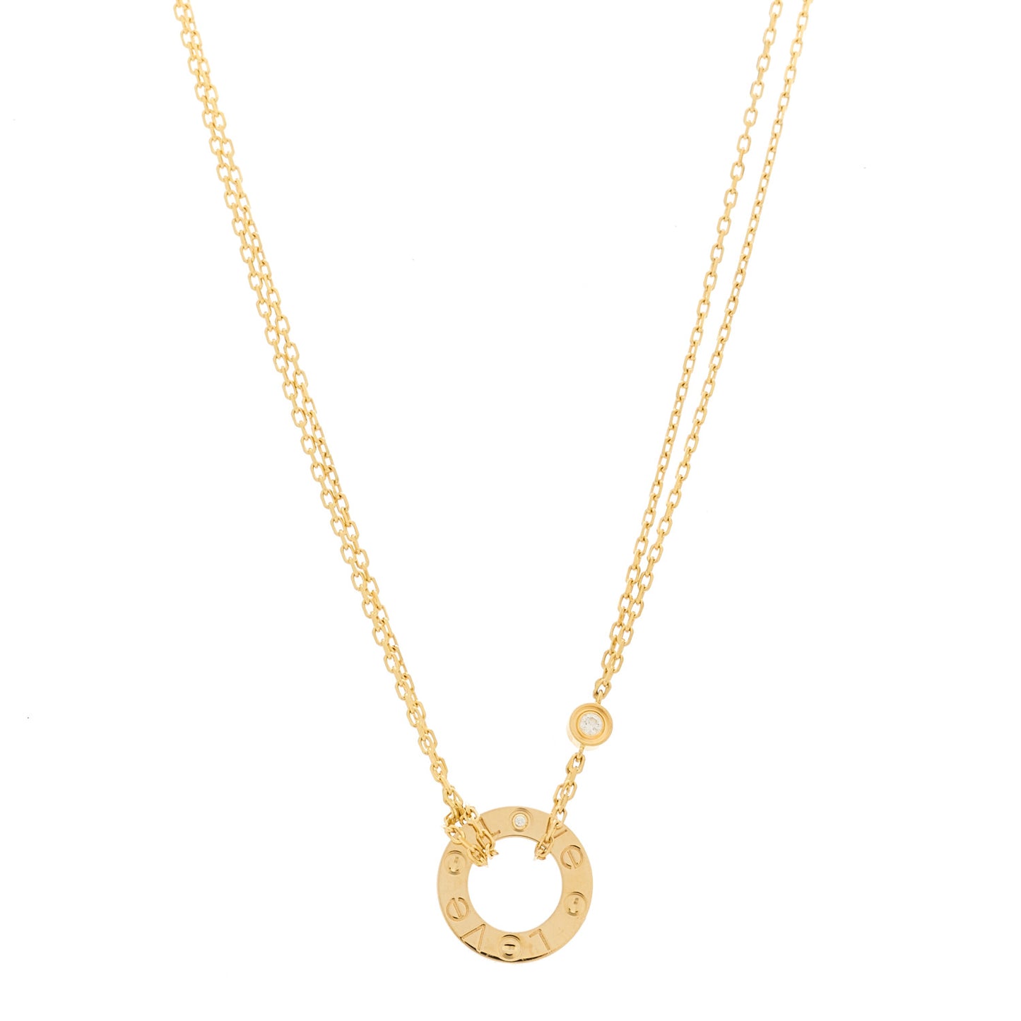 18K Yellow Gold 2 Diamond LOVE Necklace