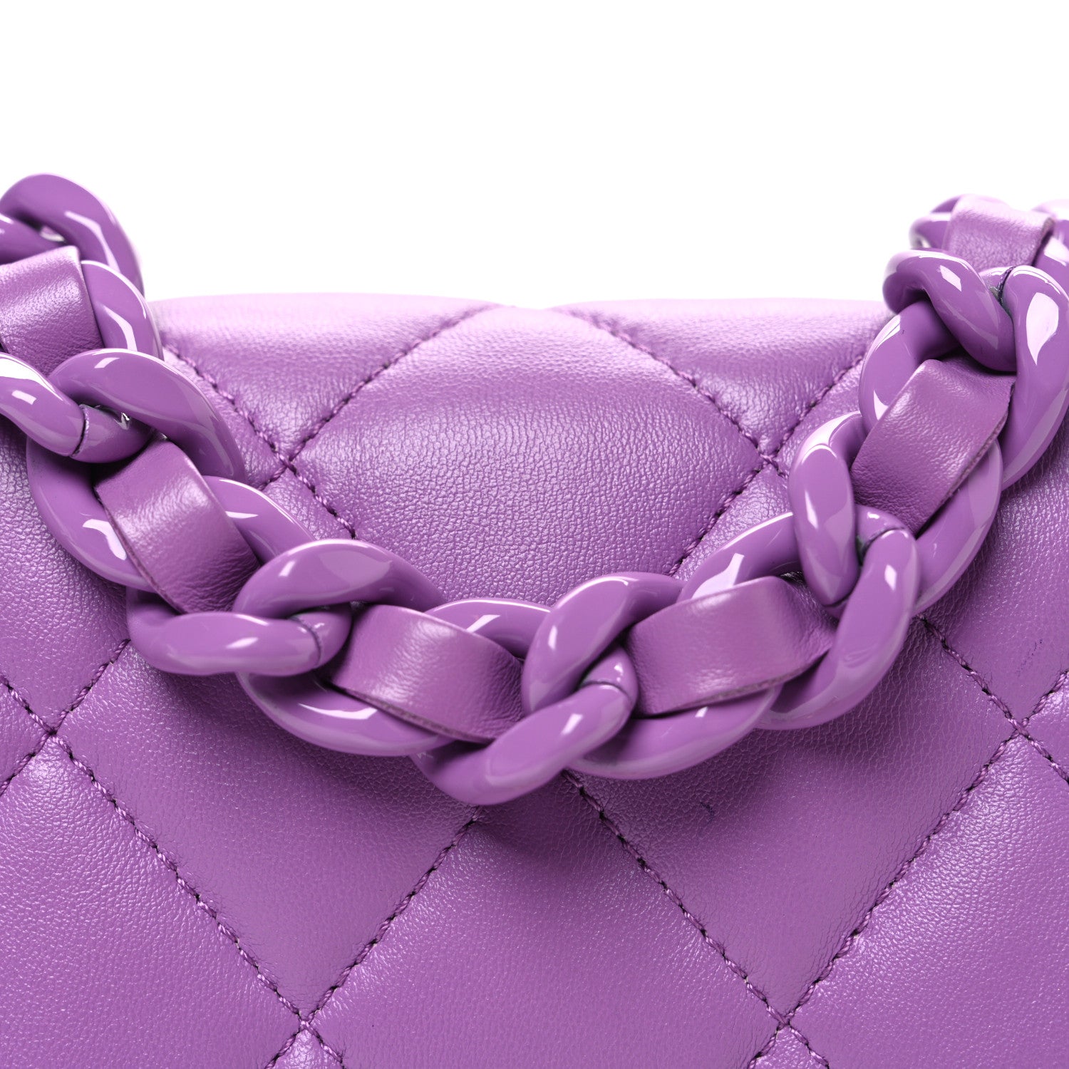 Chanel Lambskin Quilted Mini Lacquered Chain Flap Purple 8 of 10