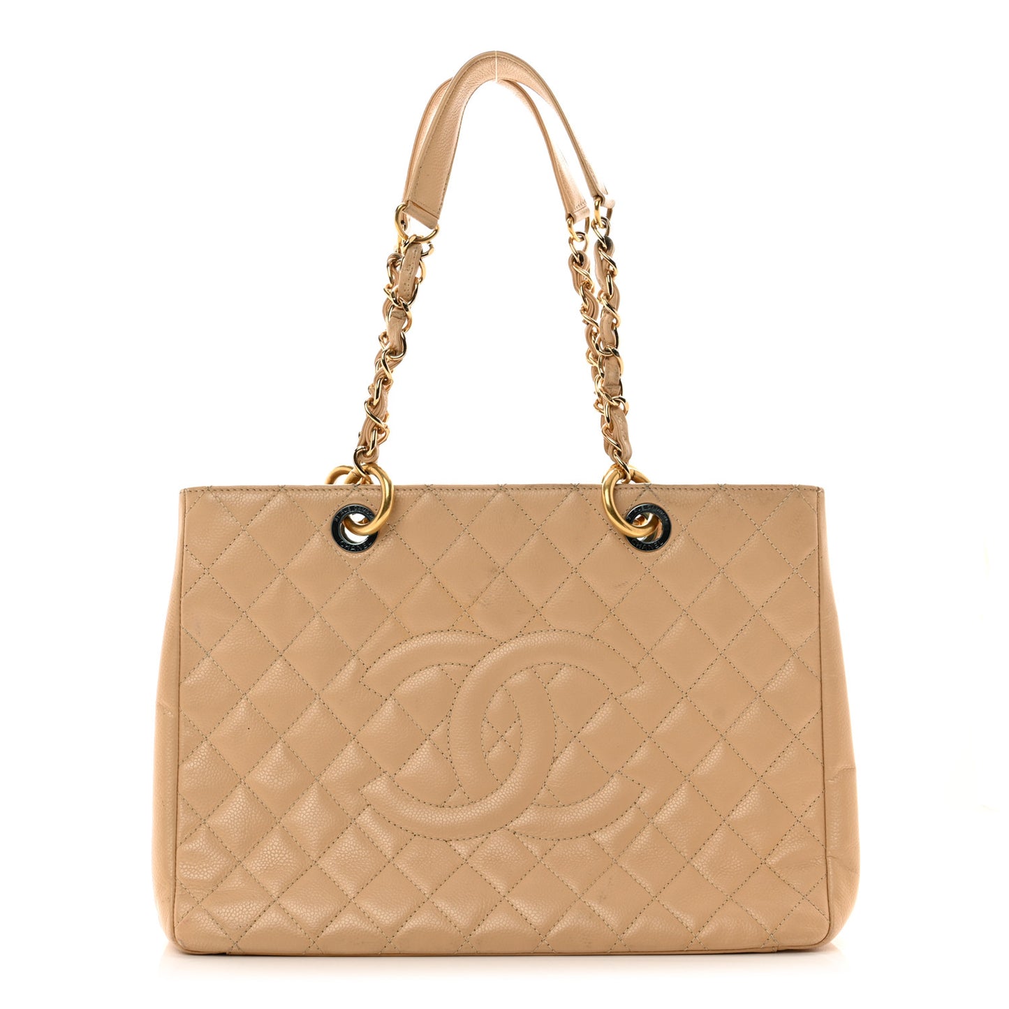 Caviar Quilted Grand Shopping Tote GST Beige Clair