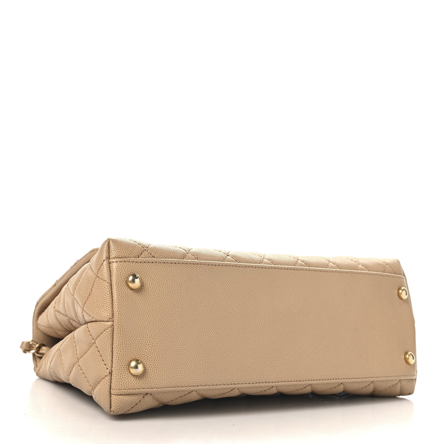 Caviar Quilted Small Coco Handle Flap Beige