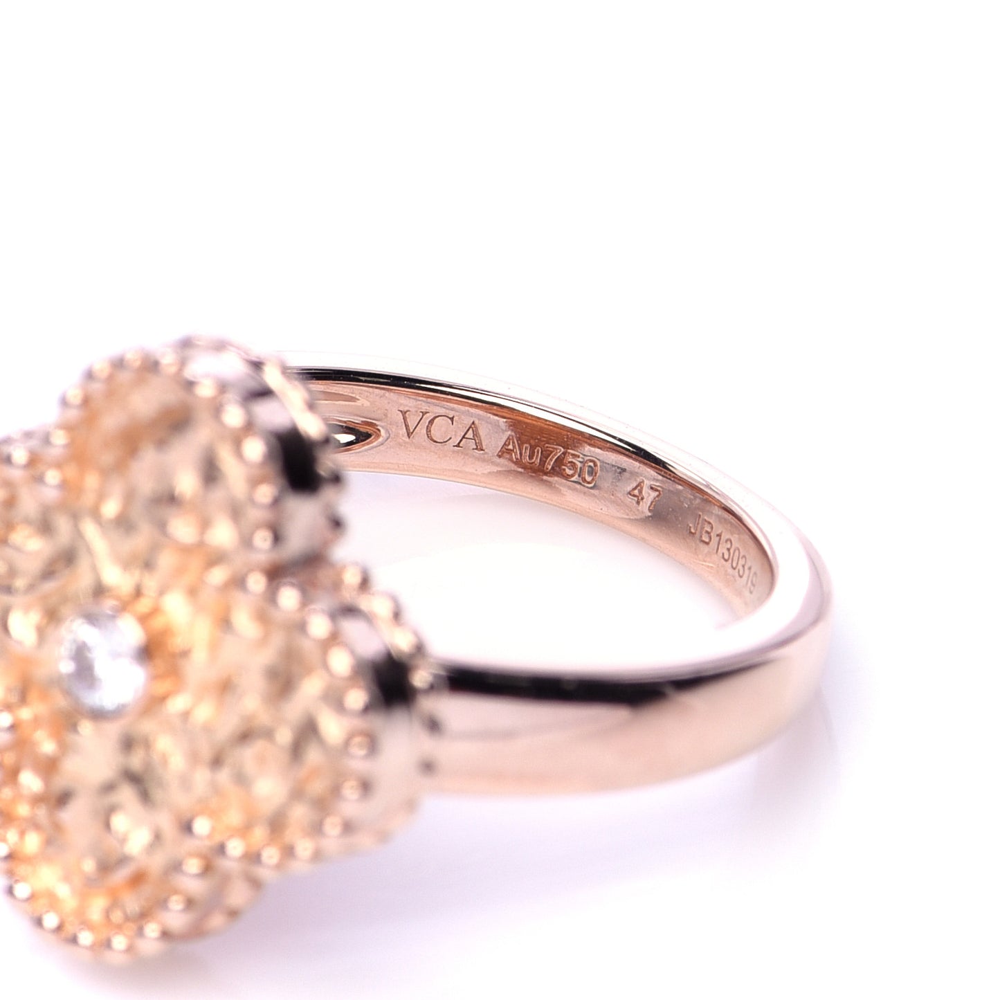 18K Rose Gold Diamond Vintage Alhambra Ring 47 4