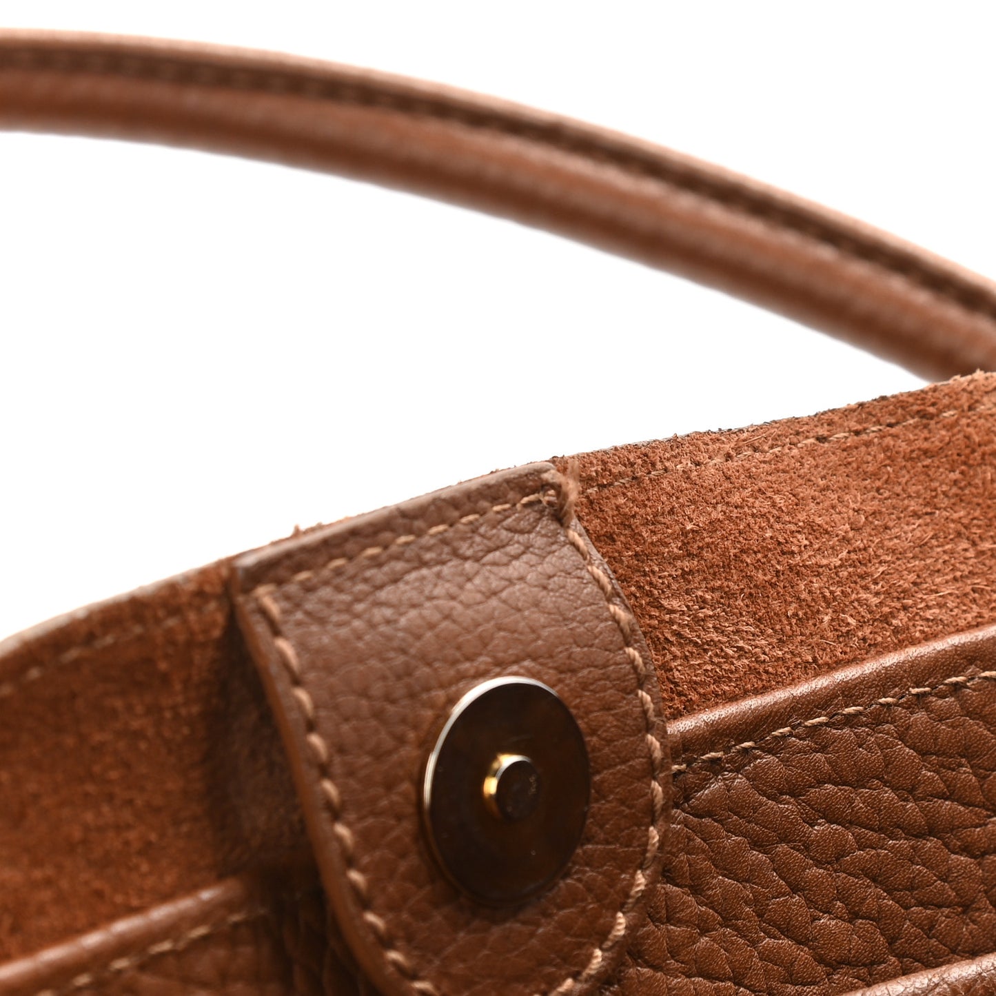 Grained Calfskin D Ring Shoulder Bag Brown