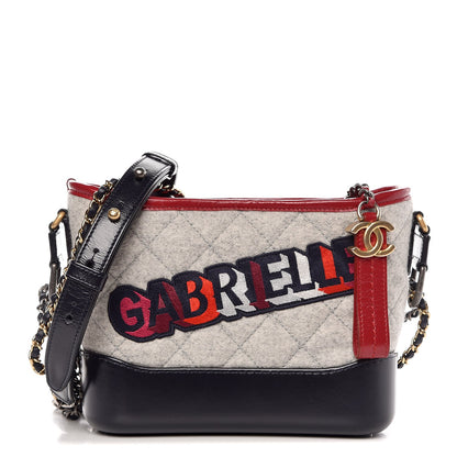 Chanel Wool Calfskin Quilted Small Gabrielle Hobo Navy 1 of 7