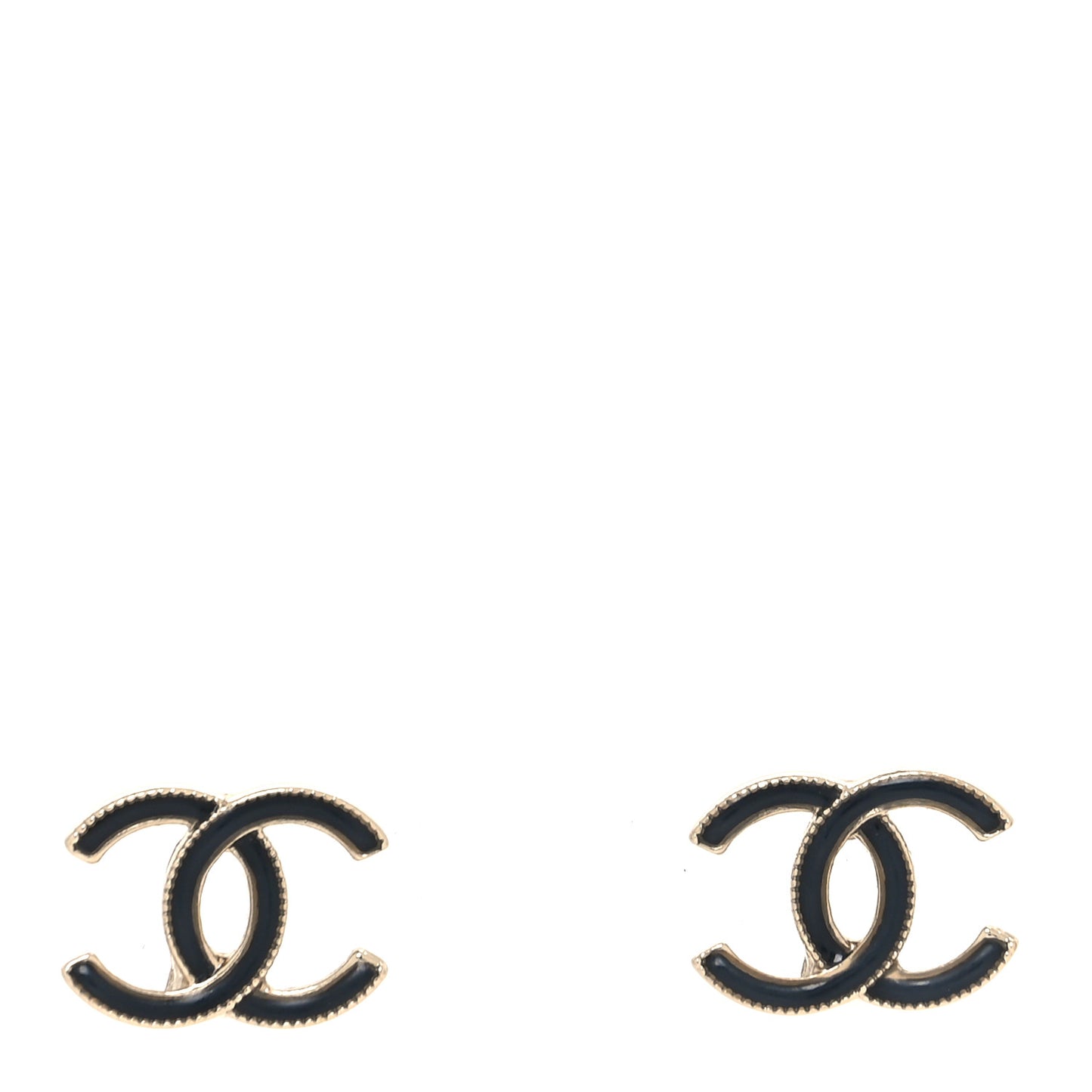 Enamel CC Earrings Black Gold