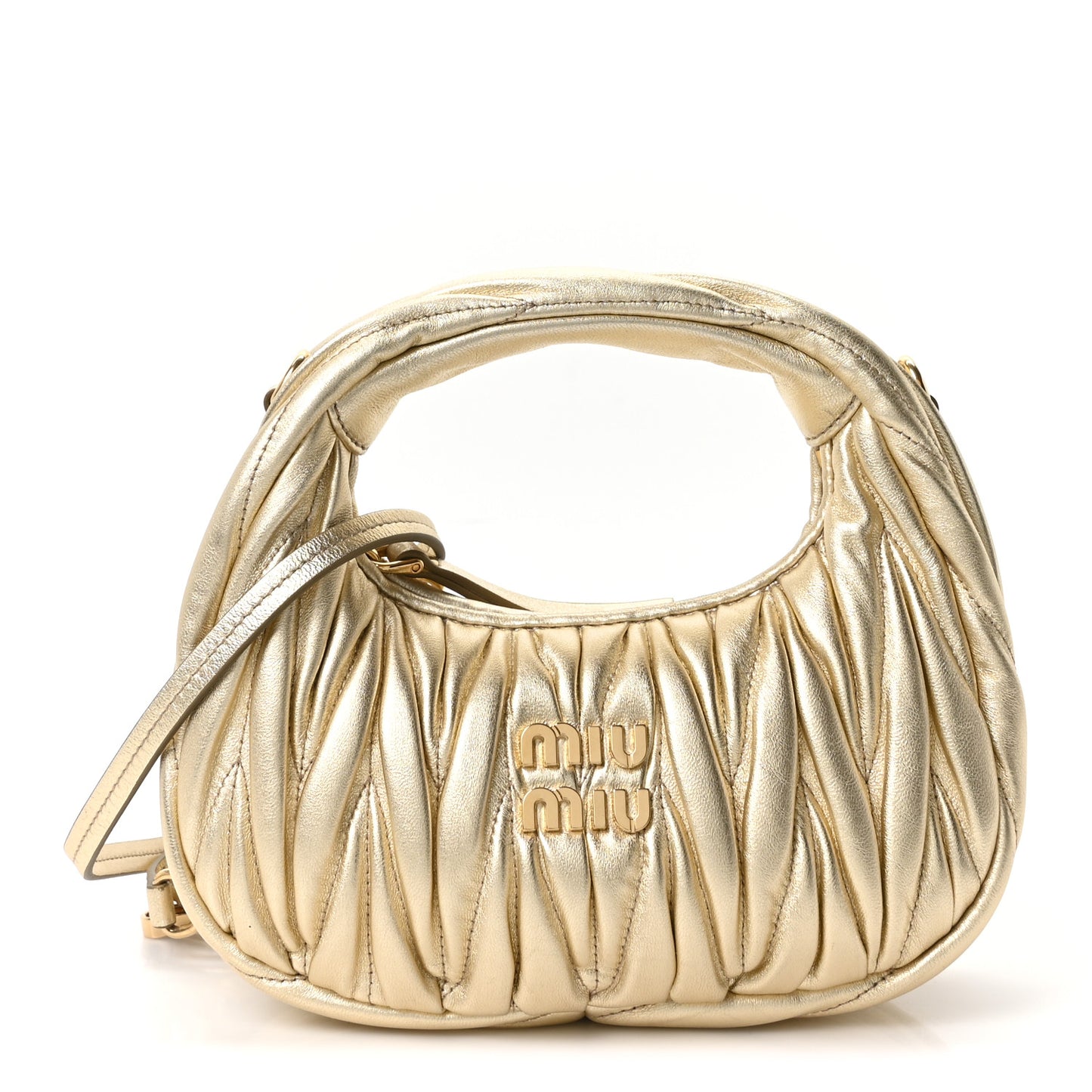 Metallic Nappa Matelasse Mini Wander Hobo Pirite