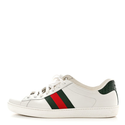 Gucci Calfskin Crocodile Web Mens Ace Sneakers 10.5 White Green 1 of 12