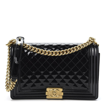 Chanel Patent Calfskin Quilted New Medium Boy Flap Black 1 of 10