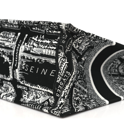 Christian Dior Canvas Embroidered Medium Plan De Paris Book Tote Black White 10 of 10