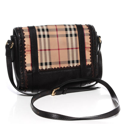 Burberry Haymarket Check Satchel Crossbody Bag Chocolate 5 of 11