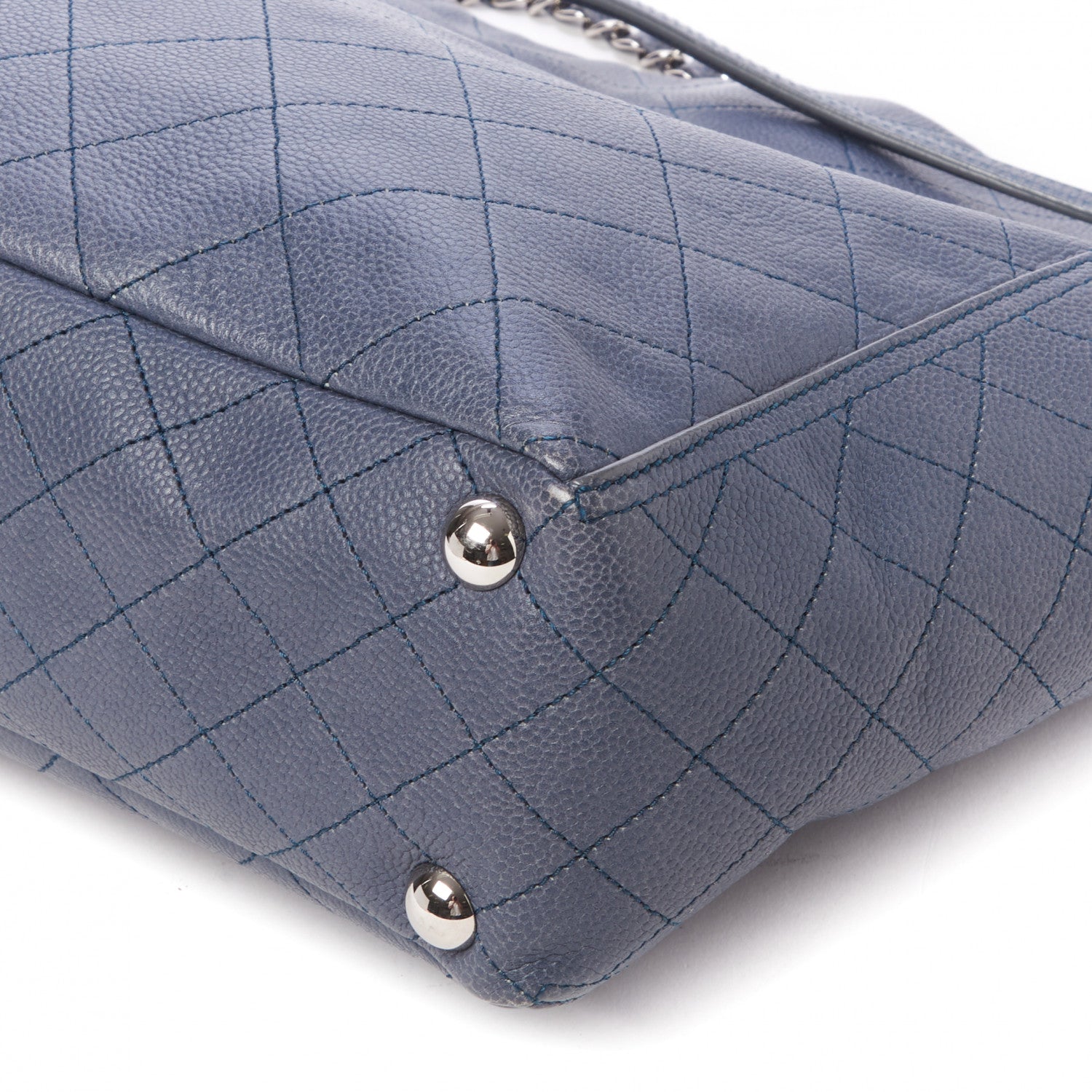 Chanel Caviar Stitched Medium CC Pocket Hobo Blue 4 of 9