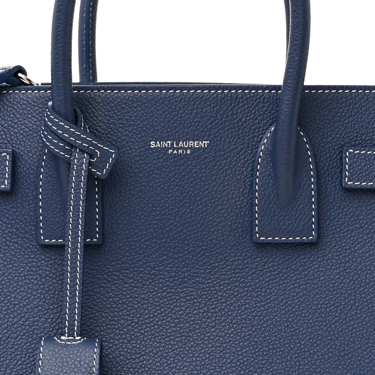Saint Laurent Grained Calfskin Topstitch Baby Sac De Jour Denim 8 of 11