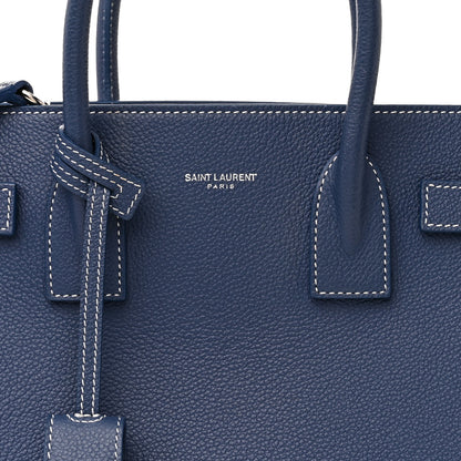 Saint Laurent Grained Calfskin Topstitch Baby Sac De Jour Denim 8 of 11