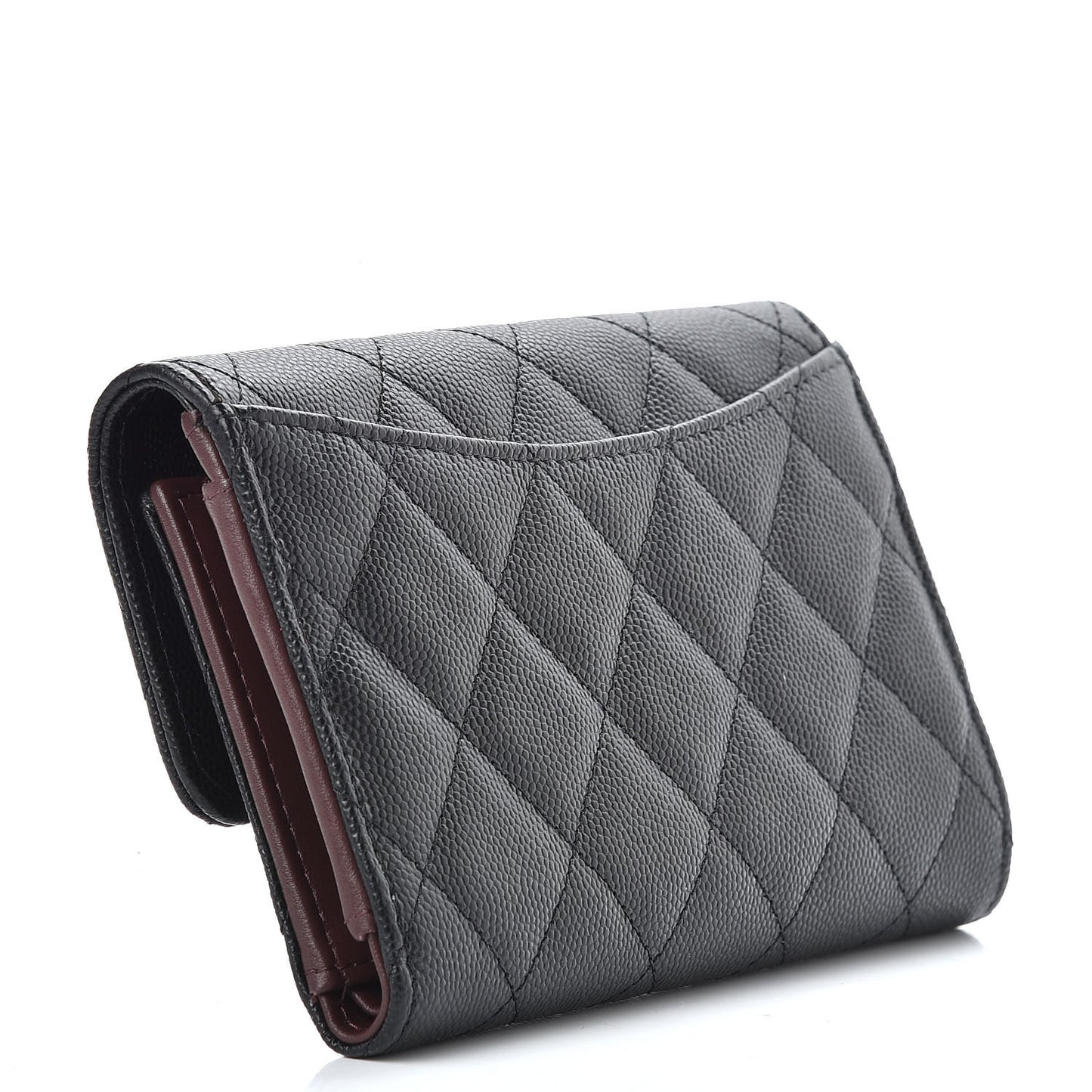 Caviar Quilted Medium Flap Wallet Black